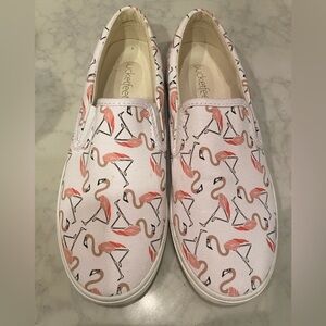 Bucket Feet Flamingo Slide On Canvas Shoes 8